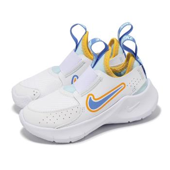 Nike 童鞋 Flex Runner 3 PS 中童 小朋友 白 藍 套入式 無鞋帶 運動鞋 HJ3496-141
