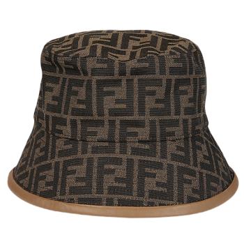 【FENDI】FF 品牌LOGO 緹花漁夫帽-棕色 (M號、L號) FXQ801 ALHD F0VAT
