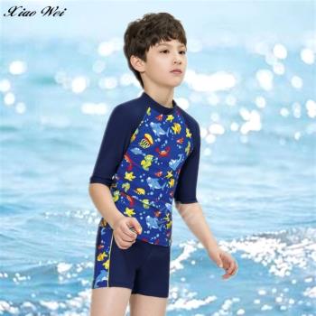梅林品牌 男童單件游泳五分袖上衣NO.M32268