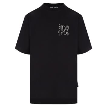 【PALM ANGELS】男款 字母組合刺繡LOGO 短袖T恤-黑色 (S號、M號) PMAA089E23JER001/1003