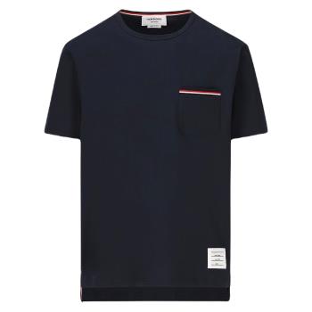 【THOM BROWNE】男款 胸前口袋 圓領短袖T恤-深藍色 (1號USA-S、2號USA-M、3號USA-L、4號USA-XL) 
