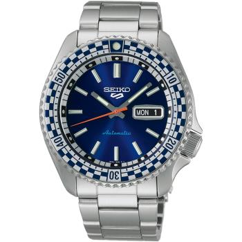 SEIKO 精工 5 Sports SKX 賽車方格旗復刻版機械錶/藍/42.5mm (4R36-15Z0B/SRPK65K1)SK003
