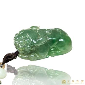 【文華珠寶】冰種滿綠貔貅把玩掛件 贈精美掛繩乙件