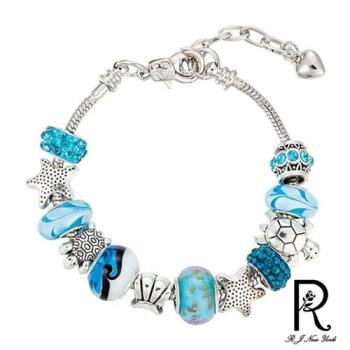 RJ New York 海洋生態淡雅琉璃珠DIY水晶手鍊(藍色)