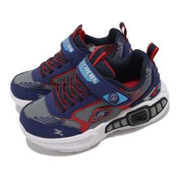 Skechers 燈鞋 S Light-Light Storm 3 中童 藍 紅 魔鬼氈 發光 閃燈 小朋友 運動鞋 400151LNVRD