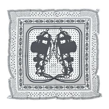 Hermes 愛馬仕 Brides de Gala Bandana a Pois 70 cm荷葉飾邊手工捲邊斜紋真絲方巾(白/黑) 