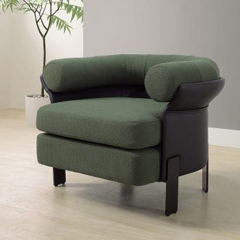 Boden-魯維墨綠色布面造型休閒單人椅/沙發椅/扶手餐椅/商務洽談椅/房間椅/會客椅/設計款椅