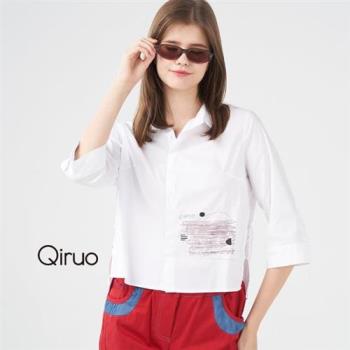 【Qiruo 奇若】春夏專櫃白色休閒襯衫1225A 七分袖設計