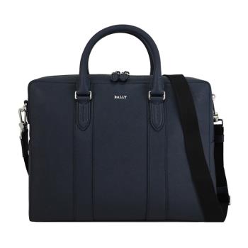 BALLY 6307853 DAYRE 燙銀LOGO防刮皮革兩用公事包.深藍