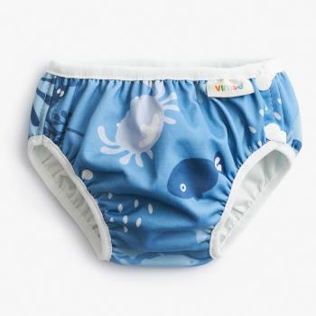 瑞典 ImseVimse超彈性防漏游泳尿褲(粉藍鯨魚)