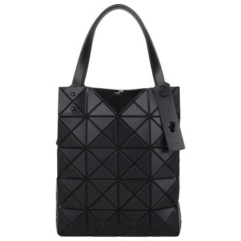 ISSEY MIYAKE 三宅一生-BAOBAO 皮質幾何方格4x5 盒型手提包手提包(霧面黑)