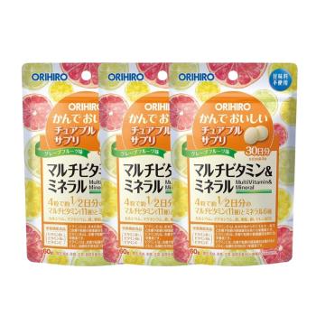 ORIHIRO機能咀嚼錠-葡萄柚口味 維他命B+C(120粒/包)X3