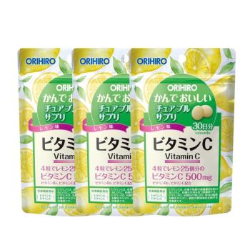 ORIHIRO機能咀嚼錠-檸檬口味 維他命C 500mg(120粒/包)X3