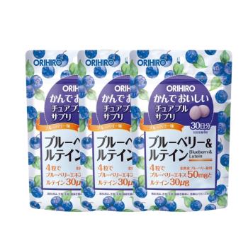 ORIHIRO機能咀嚼錠-藍莓口味 葉黃素(120粒/包)X3
