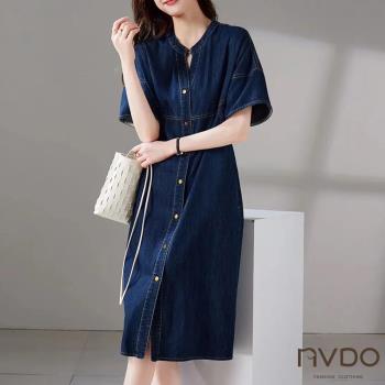 NVDO 現貨 深藍主義開襟牛仔寬鬆連身裙(M-XL/牛仔裙/F075)