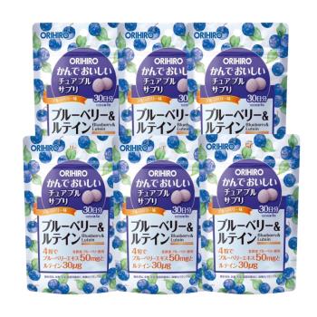 ORIHIRO機能咀嚼錠-藍莓口味 葉黃素(120粒/包)X6
