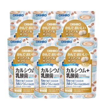 ORIHIRO機能咀嚼錠-咖啡牛奶口味 鈣+乳酸菌(150粒/包)X6