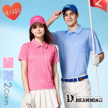 【Dreamming】MIT 滿版印花速乾排汗休閒短POLO衫 透氣 機能(共二色)