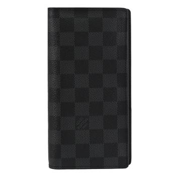 Louis Vuitton LV N62665 Brazza 黑棋盤格紋對開直式零錢長夾.黑
