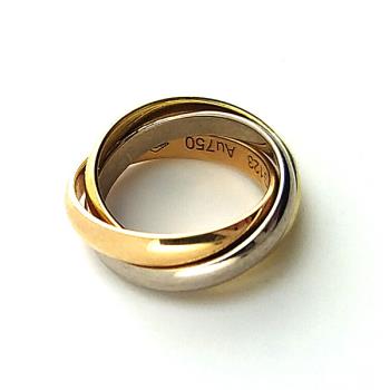 九五成新-Cartier 18K金-經典TRINITY三色金環墜飾