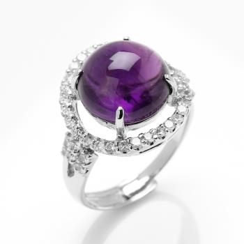 【寶石方塊】天然紫水晶戒指-12*12mm-活圍設計-925銀飾-R0433