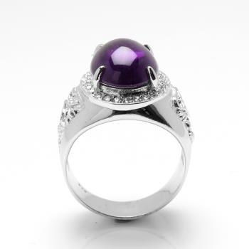 【寶石方塊】天然紫水晶戒指-12*16mm-925銀飾-R0451