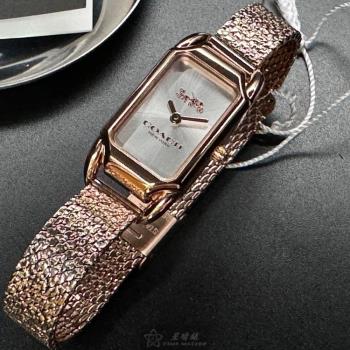 COACH 蔻馳女錶 18mm, 28mm 玫瑰金方形精鋼錶殼 銀白簡約, 中二針顯示錶面款 CH00208
