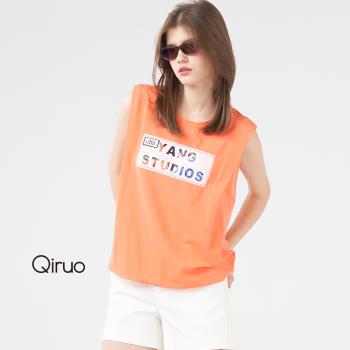 【Qiruo 奇若】春夏專櫃粉橘背心上衣8006D 英文字母設計