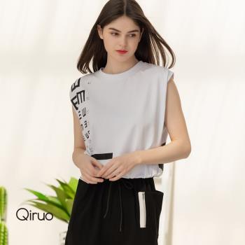【Qiruo 奇若】春夏專櫃黑白色造型七分裙洋裝2147F 眼科圖案設計