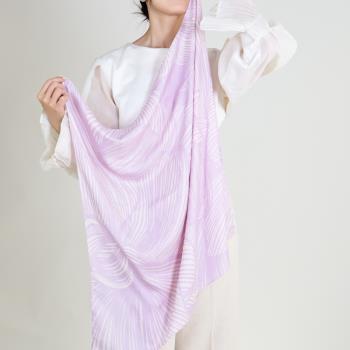 【Bannies Pashmere】紫色｜尼泊爾手染拓印蠶絲方巾