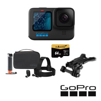【GoPro】HERO11 Black 極限鐵人套組 (HERO11單機+嘴咬式固定座+探險套件2.0+64G記憶卡) 正成公司貨