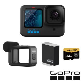 【GoPro】HERO11 Black Vlog專業輕裝套組 (HERO11單機+媒體模組+Enduro原廠充電電池+64G記憶卡) 正成公司貨