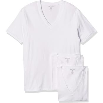 NAUTICA  2024男時尚棉質白色V 領短袖內衣3件組