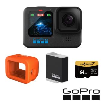 【GoPro】HERO12 Black 水上活動套組 (HERO12單機+Floaty防沉漂浮套+Enduro原廠充電電池+64G記憶卡) 正成公司貨