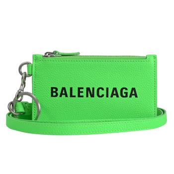 BALENCIAGA 巴黎世家 594548 品牌LOGO頸掛式證件零錢包.螢光綠