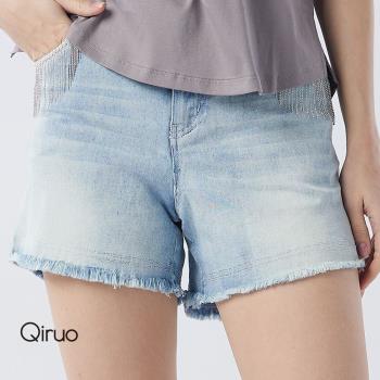 【Qiruo 奇若】春夏專櫃藍色超短牛仔褲3038C刷白款