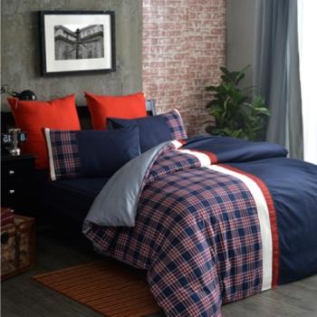 【Caliphil佳麗惠寢具】 100%美國棉 雙人床包被單四件組  倫敦  英倫經典格紋  200織精梳棉  台灣製