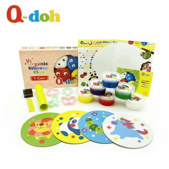 【Q-doh】超柔軟有機矽膠黏土6色工具組 (兒童歡樂柔軟黏土)
