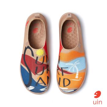 uin西班牙原創設計 女鞋 加勒比海灘彩繪休閒鞋W1011468