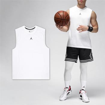 Nike 背心 Jordan Sport 男款 白 黑 無袖 喬丹 運動 上衣 Dri-FIT 開衩 FN5857-100