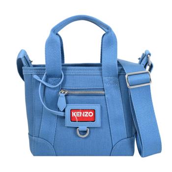 KENZO 2SA921 品牌LOGO帆布兩用小款托特包.天藍