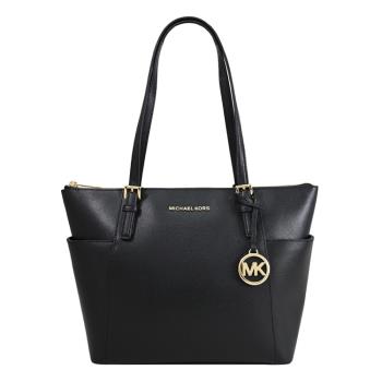 MICHAEL KORS JET SET ITEM 經典金屬LOGO肩背托特包.黑金