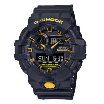 【CASIO 卡西歐】G-SHOCK 潮流警示 搶眼黑黃 大錶徑 雙顯系列 GA-700CY-1A_53.4mm