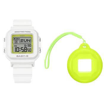 【CASIO 卡西歐】BABY-G + PLUS 30週年 手錶錶殼吊飾套組 螢光黃 BGD-10K-7_39mm