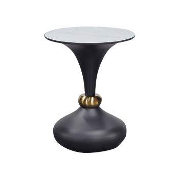 Boden-羅亞莉1.5尺岩板造型金屬圓形小茶几/圓几/邊几/邊桌/洽談桌
