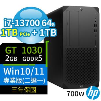 HP Z2 商用工作站 i7-13700/64G/1TB SSD+1TB/GT1030/Win10 Pro/Win11專業版/三年保固-極速大容量