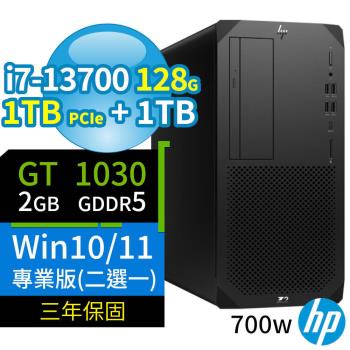 HP Z2 商用工作站 i7-13700/128G/1TB SSD+1TB/GT1030/Win10 Pro/Win11專業版/三年保固-極速大容量