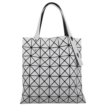 ISSEY MIYAKE 三宅一生 皮質幾何小菱格7x7手提包 漆白 霧面-慈濟