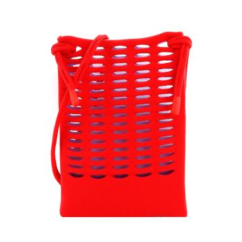 ISSEY MIYAKE 三宅一生 GG系列MOKKO for PLEATS PLEASE 雙面配色編織斜背包-紅×淺藍-慈濟