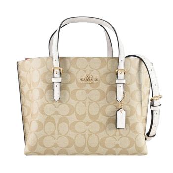 COACH C4250 MOLLIE 25 印花LOGO兩用包.卡其/白